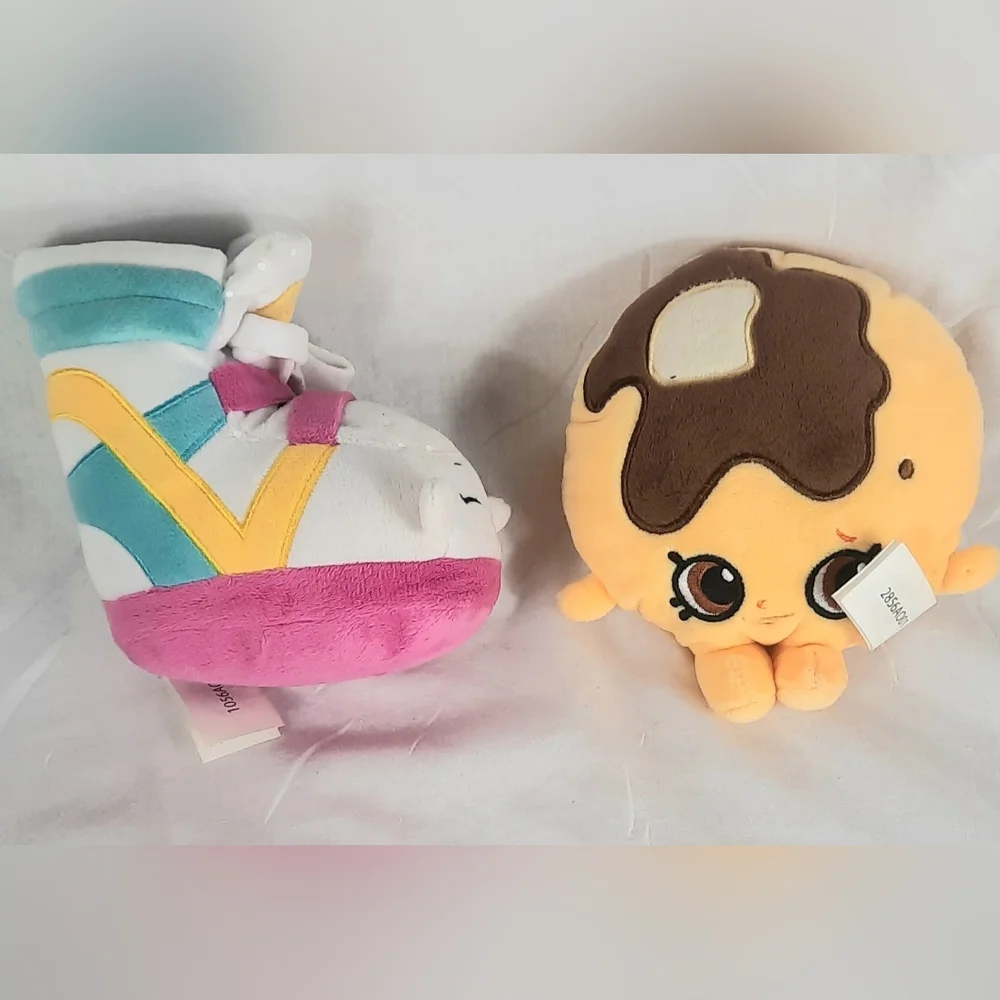 Shopkins Plush Sneaky Wedge Sneaker Shoe And Pancake Jake Lot Of 2 Stuffed Toys